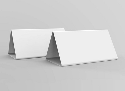 会议桌牌空白桌帐篷3d渲染桌牌模型设计使用三角纸卡商务会议或餐厅