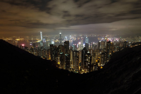 维多利亚山顶香港城市夜景图片