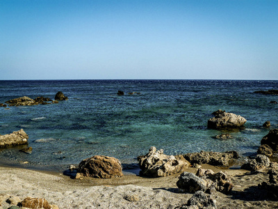 克里特岛海滩和海岸线景观