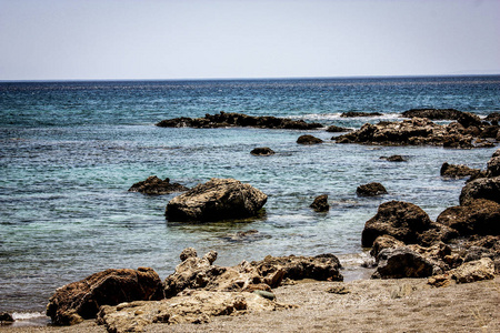 克里特岛海滩和海岸线景观