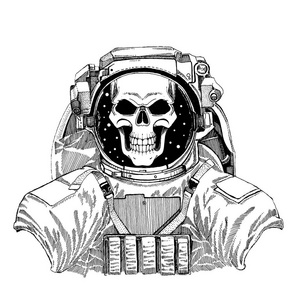 宇航员穿着宇航服的幽灵.t恤印刷, 海报图片, 纹身, 徽章照片
