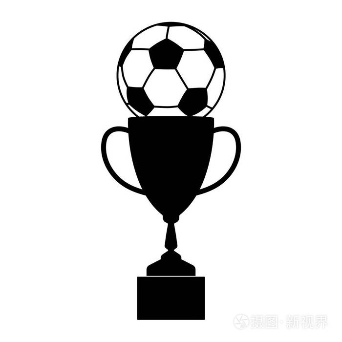 足球奖杯足球足球杯黑色矢量轮廓图