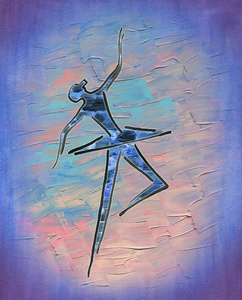 跳舞的芭蕾舞演员.水墨,水彩画,油画照片