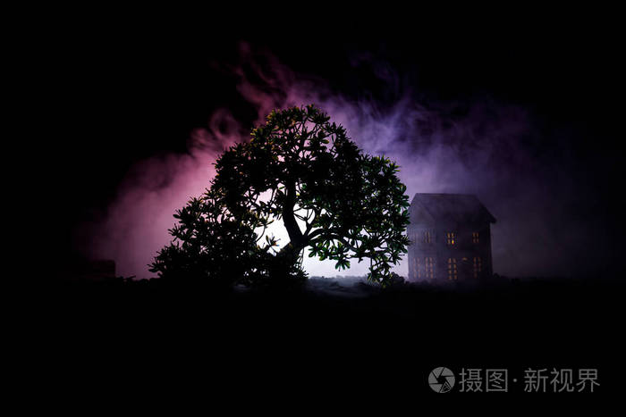晚上在森林里有鬼魂的老房子或者在大雾中遗弃了闹鬼