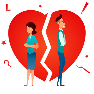 心碎卡通离婚.家庭冲突.分手的关系.