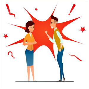 战斗和争辩.两人吵架.家庭冲突.分手的关系.