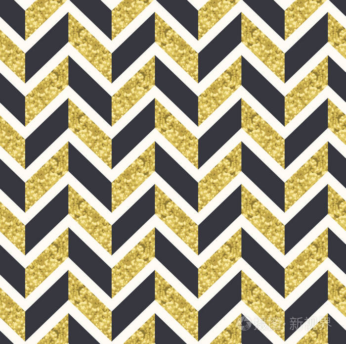 无缝黄金纹理几何人字形图案