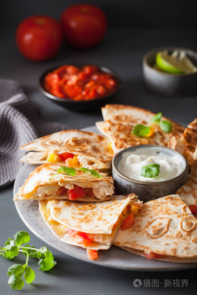墨西哥quesadilla鸡番茄玉米干酪