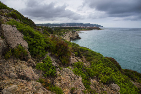 在座位上的风景。 地中海沿岸西班牙