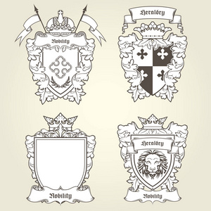 徽章和 blazons纹章盾和皇家徽章