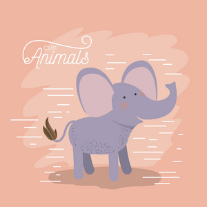 彩色背景下的大象动物漫画图片