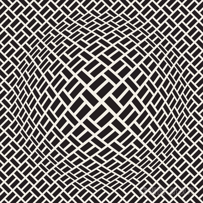 半色调膨胀效应光学错觉抽象的几何背景设计矢量无缝黑白图案