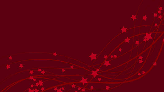 带有红色波浪线和红色星号的抽象空间背景。 红色背景上的红星。 矢量插图