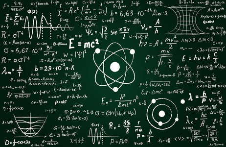 黑板上刻有科学的公式和计算的物理和数学.