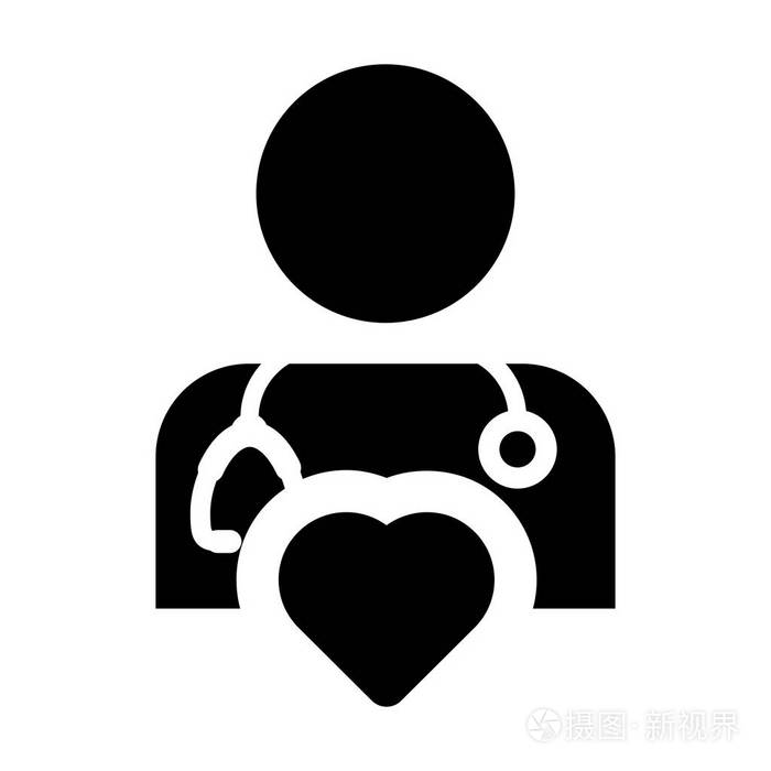 医生图标矢量心脏符号为心脏病专家男性专科医生简介头