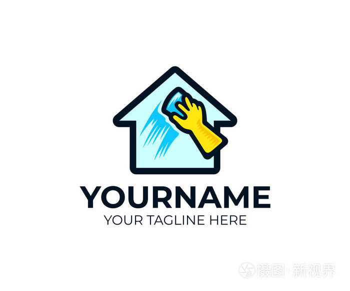 房屋清洁服务和洗手窗标志模板.