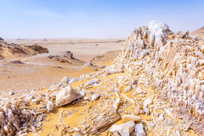 埃及撒哈拉沙漠法拉夫拉的白色沙漠。 非洲。