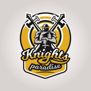 中世纪骑士的平面矢量图标坐在马背上, 手里拿着长矛.