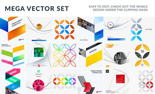 图形模板的抽象向量设计集。创意现代商务背景