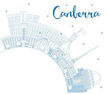 概述堪培拉澳大利亚城市天际线与蓝色建筑和