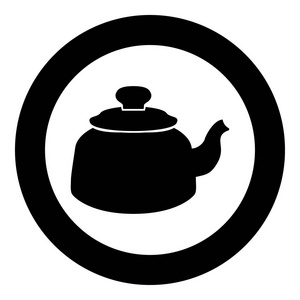 茶壶倒水线图标轮廓矢量标志线性风格象形文字隔离在白色上.