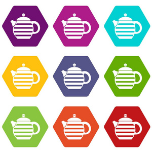 条纹茶壶图标设置颜色六面体