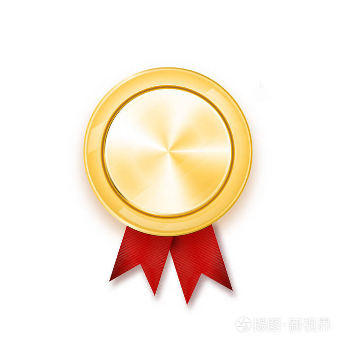 插画 金牌与红丝带.金属优胜者奖.矢量插图.eps