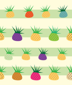 卡通菠萝水果背景向量
