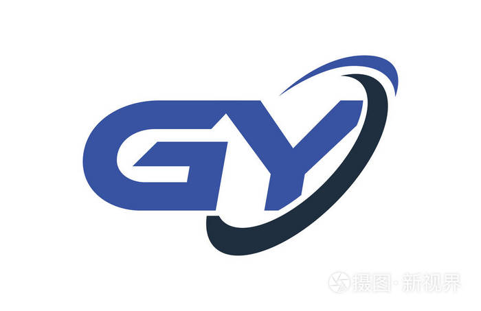 gy标志swosh椭圆蓝字矢量概念