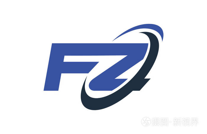 fz标志swosh椭圆蓝字矢量概念