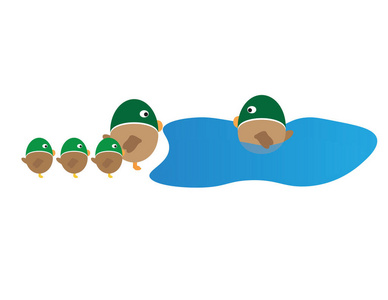 矢量鸭家庭卡通分离照片