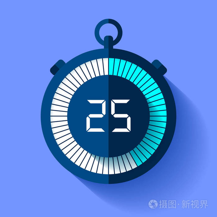 秒表图标设置在平面风格从计时器在蓝色背景. 运动速度钟.