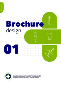 医疗宣传册设计模板。传单与内联医学图标，现代信息图表概念为年度报告。矢量