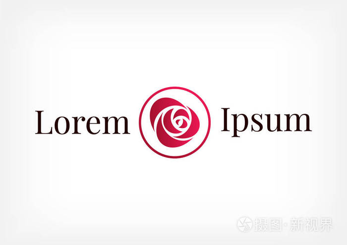 玫瑰矢量标志设计模板最小花瓣美容图标沙龙花卉抽象标志插图