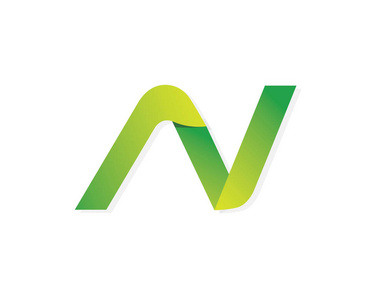 科威特能源公司现代绿色金属丝带字母字母符号,适用于技术,可再生能源