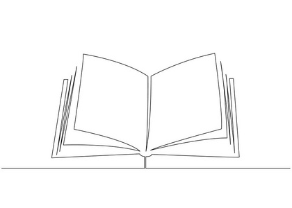 已打开的书页上白色孤立.连续的线描.矢量图照片