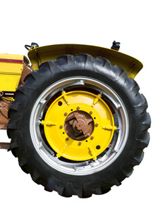 大黄色拖拉机轮胎