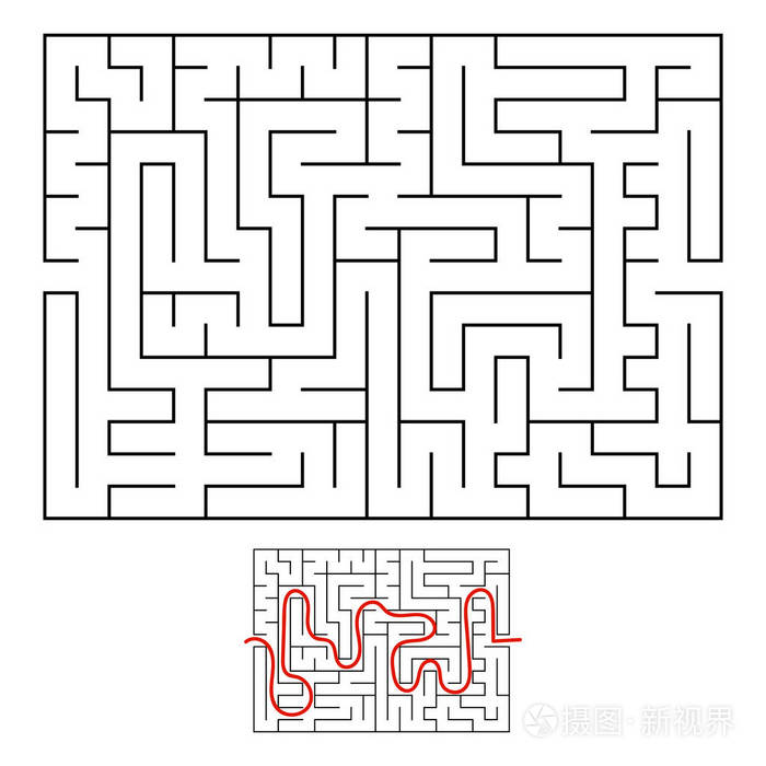 带黑色笔画的矩形迷宫.一个有趣的游戏为儿童和成人.