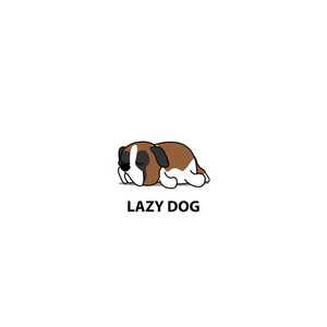 懒狗可爱的圣伯纳睡眠图标标志设计矢量插图