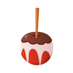 甜焦糖和巧克力糖苹果。卡通风格中的矢量插画