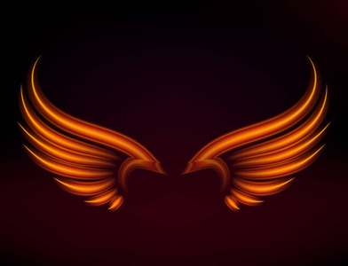 火的羽毛鸟火翅膀矢量梦幻羽毛燃烧飞神秘焕发火热燃烧热艺术翅膀插图