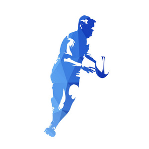 橄榄球运动员赛跑与球, 抽象蓝色几何向量 s