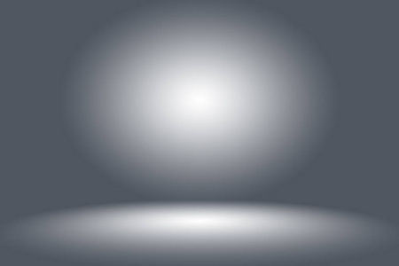抽象空的暗白色灰色渐变与黑色实心插图灯光工作室墙壁和地板背景良好