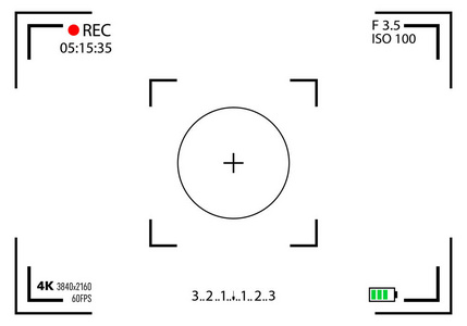 查找焦点在背景上孤立的相机取景器的创造性矢量插图.