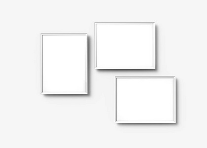 白色相框3D渲染薄框设置与空空间装饰用途