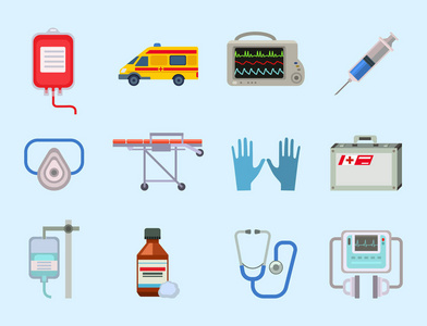 救护车图标矢量医学健康急诊医院符号说明