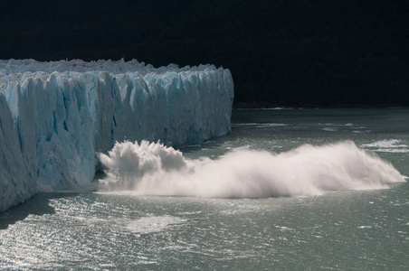 在 Perito moreno 冰川冰犊