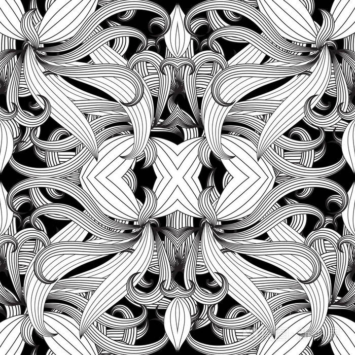 复杂的花黑白矢量无缝图案插画-正版商用图片11sy29-摄图新视界