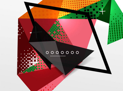 矢量颜色几何抽象成分三角形和多边形设计元素数字背景