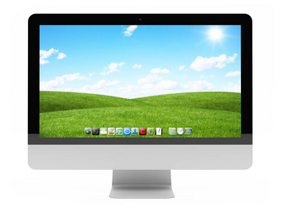 现代计算机屏幕在白色背景 3d 渲染